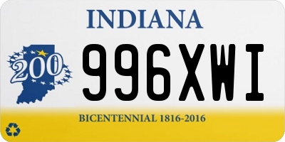 IN license plate 996XWI