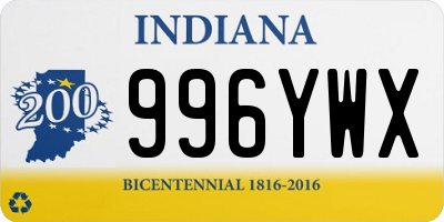 IN license plate 996YWX