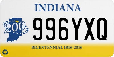 IN license plate 996YXQ