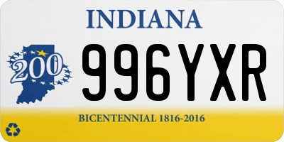 IN license plate 996YXR