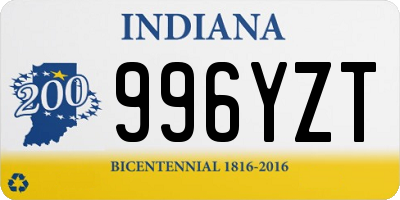 IN license plate 996YZT