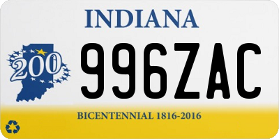 IN license plate 996ZAC