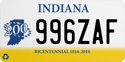 IN license plate 996ZAF