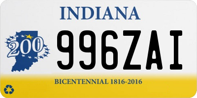 IN license plate 996ZAI