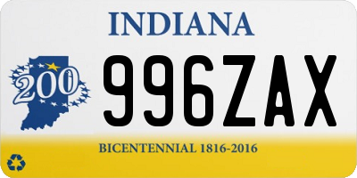 IN license plate 996ZAX