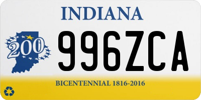 IN license plate 996ZCA