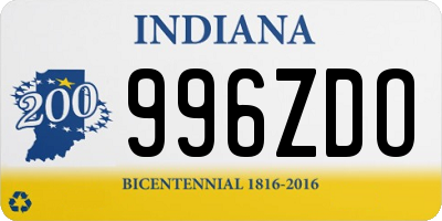 IN license plate 996ZDO