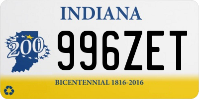 IN license plate 996ZET