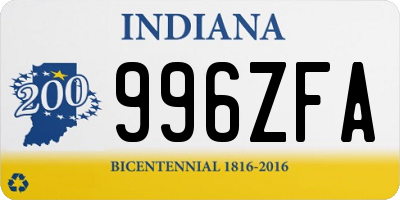 IN license plate 996ZFA