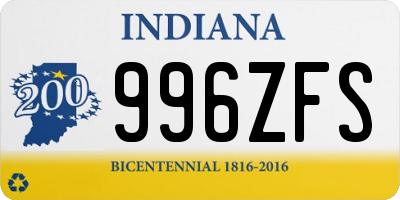 IN license plate 996ZFS