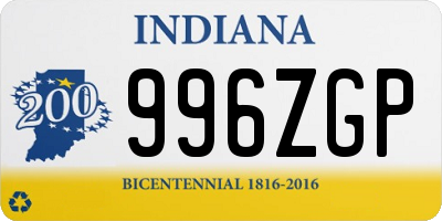 IN license plate 996ZGP