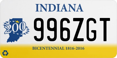 IN license plate 996ZGT