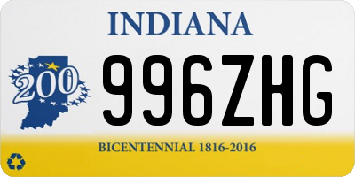 IN license plate 996ZHG