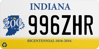 IN license plate 996ZHR