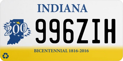 IN license plate 996ZIH