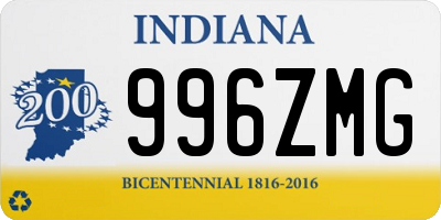 IN license plate 996ZMG