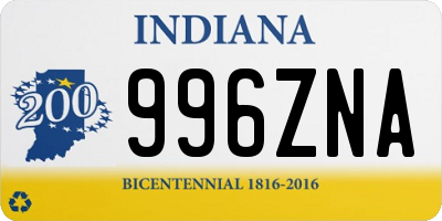 IN license plate 996ZNA