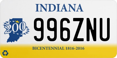 IN license plate 996ZNU