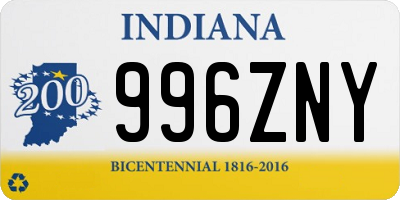 IN license plate 996ZNY