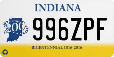 IN license plate 996ZPF