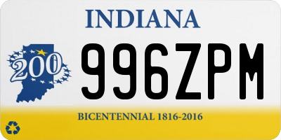 IN license plate 996ZPM