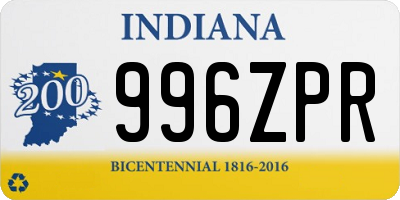 IN license plate 996ZPR