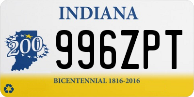 IN license plate 996ZPT