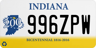 IN license plate 996ZPW