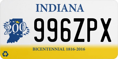 IN license plate 996ZPX