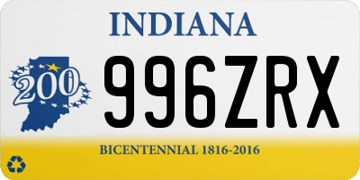 IN license plate 996ZRX