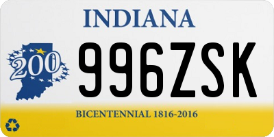 IN license plate 996ZSK