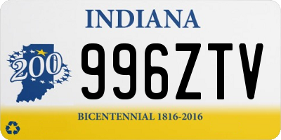 IN license plate 996ZTV