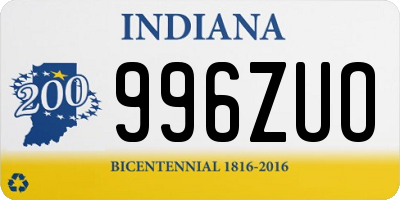 IN license plate 996ZUO