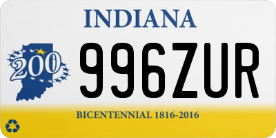 IN license plate 996ZUR