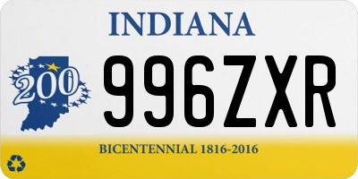 IN license plate 996ZXR