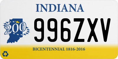 IN license plate 996ZXV