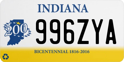 IN license plate 996ZYA