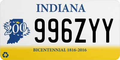 IN license plate 996ZYY