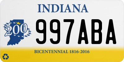 IN license plate 997ABA