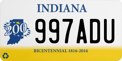 IN license plate 997ADU