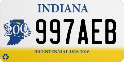 IN license plate 997AEB