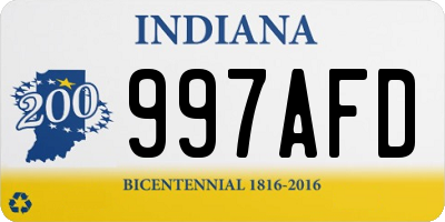 IN license plate 997AFD