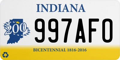 IN license plate 997AFO