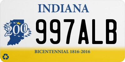 IN license plate 997ALB