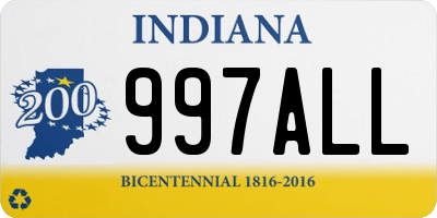 IN license plate 997ALL