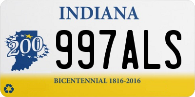 IN license plate 997ALS