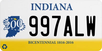 IN license plate 997ALW