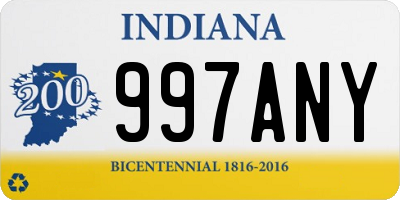 IN license plate 997ANY