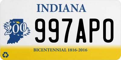 IN license plate 997APO