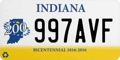 IN license plate 997AVF